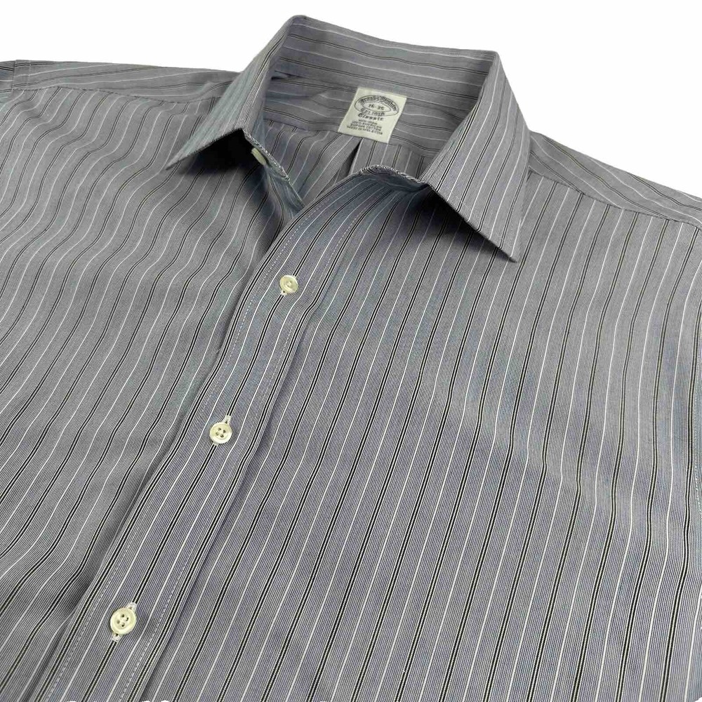 Brooks Brothers French Cuff Shirt Men 16 35‎ Blue Stripes Classic Supima Cotton